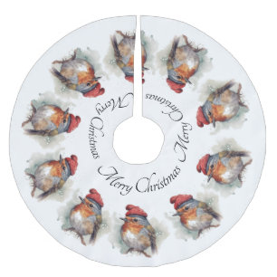 Christmas Red Robin, customisable Brushed Polyester Tree Skirt