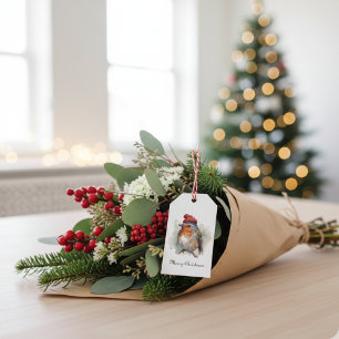 Christmas Red Robin, customisable Gift Tags
