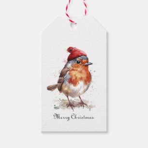Christmas Red Robin, customisable Gift Tags