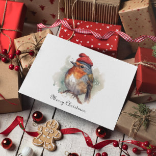Christmas Red Robin, customisable Holiday Postcard