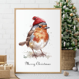 Christmas Red Robin customisable Poster