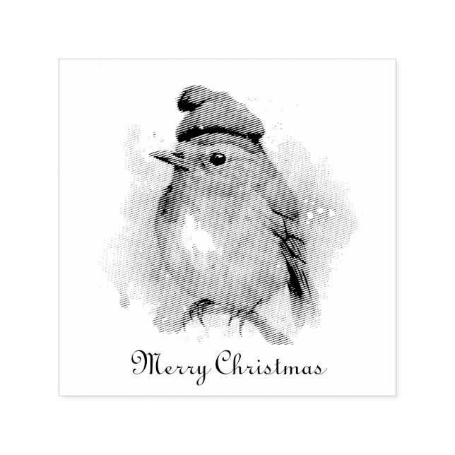 Christmas Red Robin, customisable Self-inking Stamp (Design)