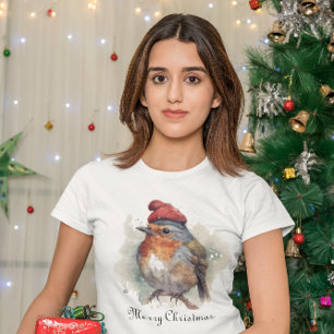 Christmas Red Robin, customisable T-Shirt