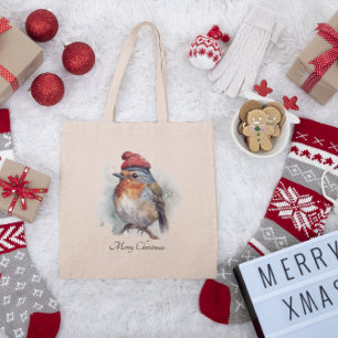 Christmas Red Robin, customisable Tote Bag
