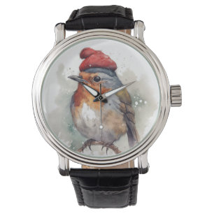 Christmas Red Robin, customisable Watch