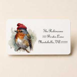 Christmas Red Robin Return Address Label