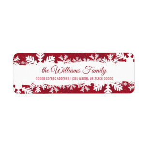 Christmas Red Rustic Snowflake Return Adress