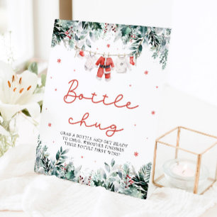Christmas Red Santa Baby Shower Bottle Chug Sign