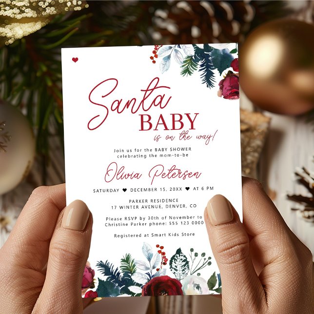 Christmas red Santa Baby shower invitation (Creator Uploaded)