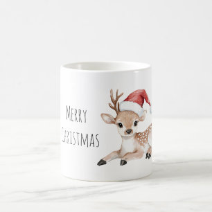 Christmas Red Santa Hat Deer Coffee Mug