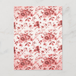 Christmas Red Shabby Toile Holiday Postcard