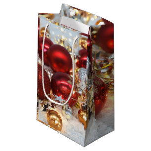 Christmas Red & Silver Decor Balls Small Gift Bag
