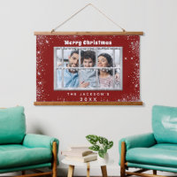 Christmas red silver glitter photo window