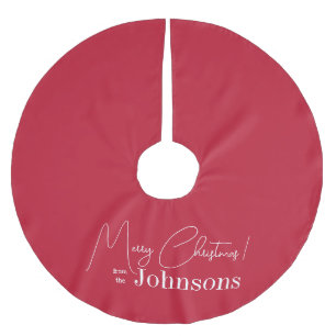 Christmas Red Simple Modern Family Brushed Polyester Tree Skirt