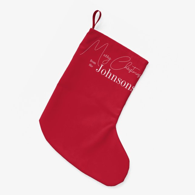 Christmas Red Simple Modern Family Small Christmas Stocking (Front (Hanging))