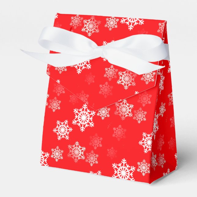Christmas Red Snow Flurries Favour Box (Front Side)