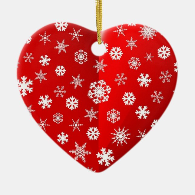 Christmas Red Snowflake Custom Your Own Photo Ceramic Tree Decoration (Front)