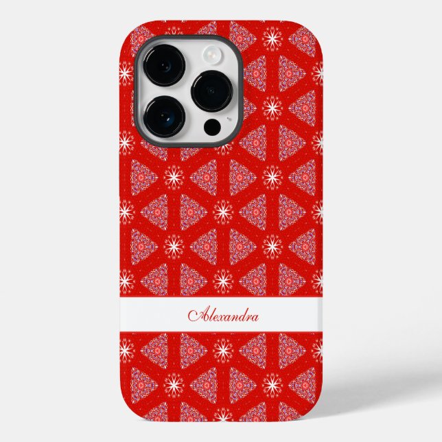 Christmas Red Snowflake Pattern Personalised Case-Mate iPhone Case (Back)
