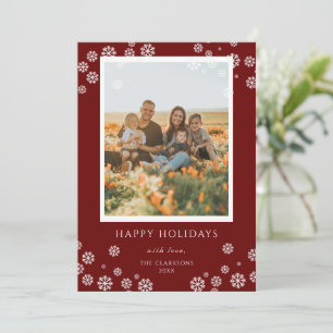 Christmas Red Snowflakes Frames Photo Holiday Card