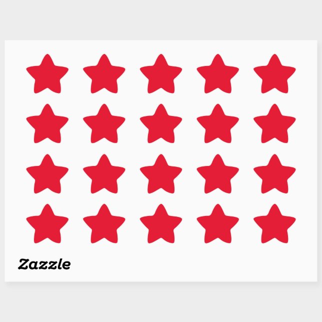 Christmas Red solid colour Star Sticker (Sheet)
