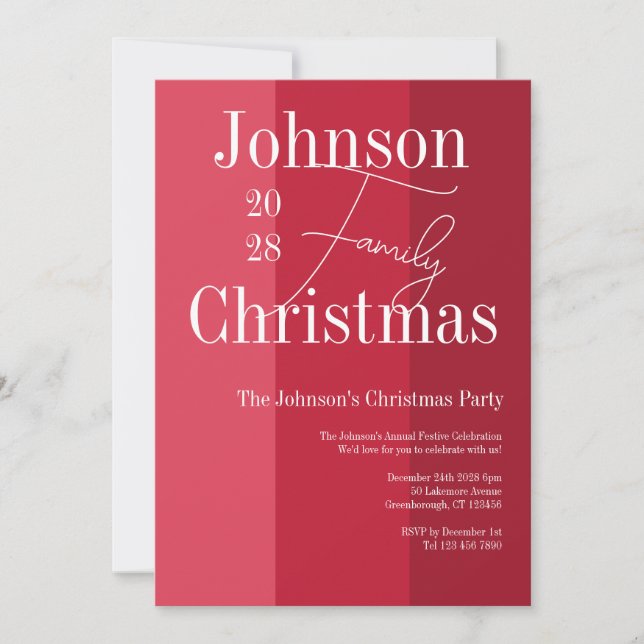 Christmas Red Striped Christmas Party Invitation (Front)