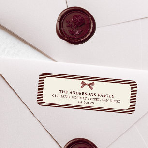 Christmas Red Stripes Bow Return Address
