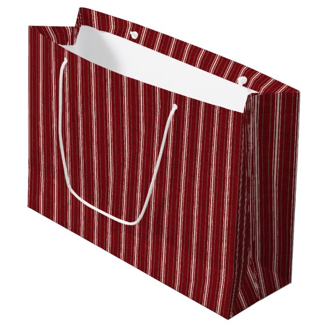 Christmas Red Stripes, Large Gift Bag, Glossy Bag (Front Angled)