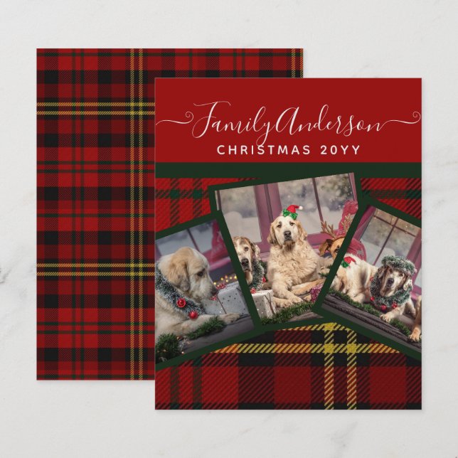 CHRISTMAS Red Tartan Photo Collage  (Front/Back)