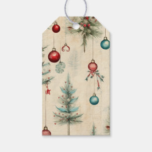 Christmas Red & Teal Christmas Tree Ornamental Gift Tags