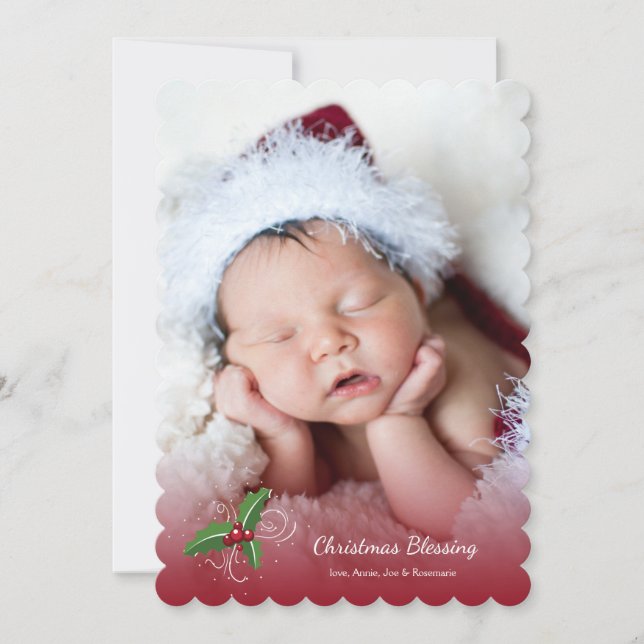 Christmas Red Transparency Photo Holiday Card (Front)