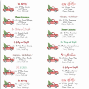 Christmas Red Truck Address Labels Sticker