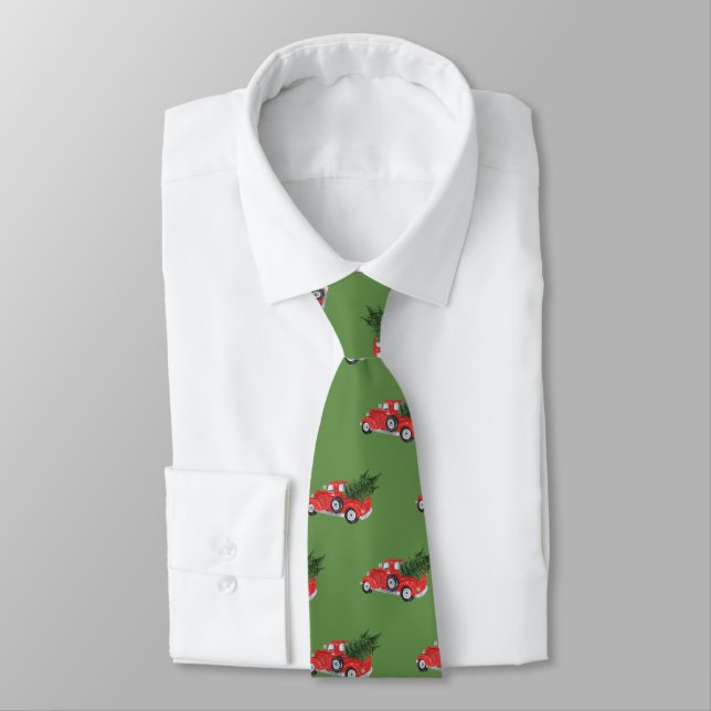 Christmas Red Truck and Tree Tie (Tied)