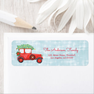 Christmas Red Truck Blue Winter Holiday