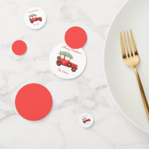 Christmas Red Truck Car Holiday Confetti