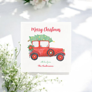 Christmas Red Truck Car Holiday Napkin