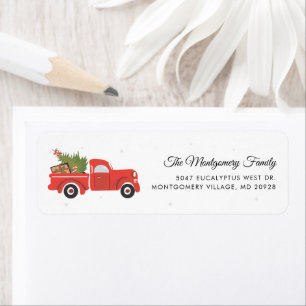 Christmas Red Truck Classic Tree Return Address