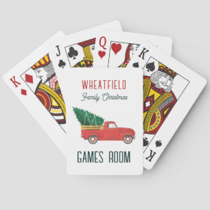Christmas Red Truck Family Games Room Custom Playing Cards