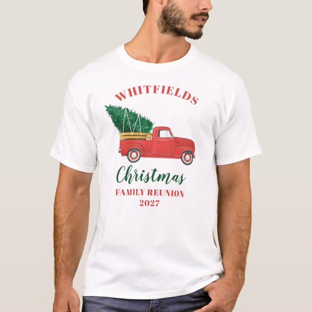 Christmas Red Truck Family Reunion Custom Matching T-Shirt (Front)