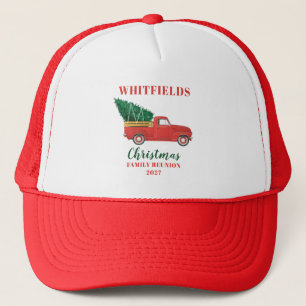 Christmas Red Truck Family Reunion Custom Matching Trucker Hat