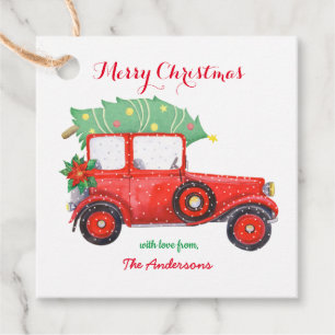Christmas Red Truck Farmhouse Holiday Favour Tags