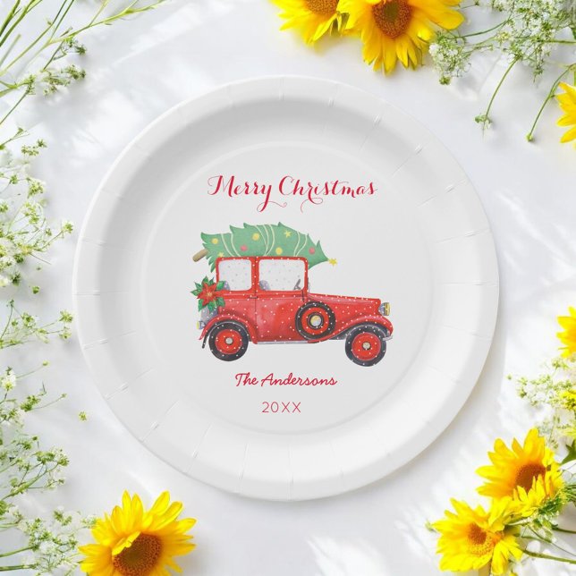 Christmas Red Truck Holiday   Paper Plate (Creator Uploaded)