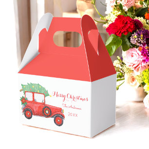 Christmas Red Truck Holiday White Favour Box