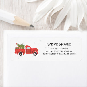 Christmas Red Truck Moving Notice Return Address