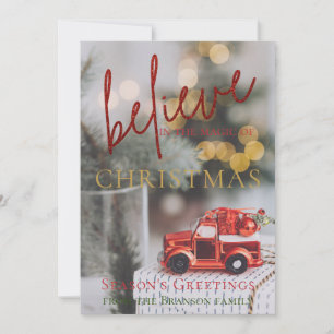 Christmas Red Truck Ornament Photo Card