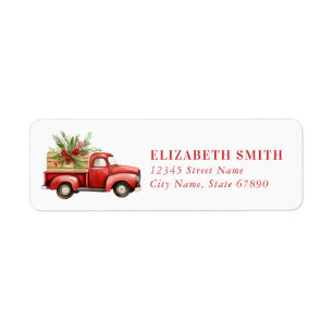 Christmas Red Truck Return Address Labels
