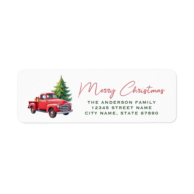 Christmas Red Truck Return Address Labels (Front)