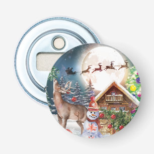 Christmas Red Truck Santa Rustic Winter Holidays Bottle Opener