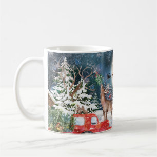 Christmas Red Truck Santa Rustic Winter Holidays Coffee Mug