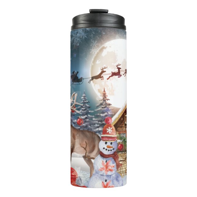 Christmas Red Truck Santa Rustic Winter Holidays Thermal Tumbler (Front)