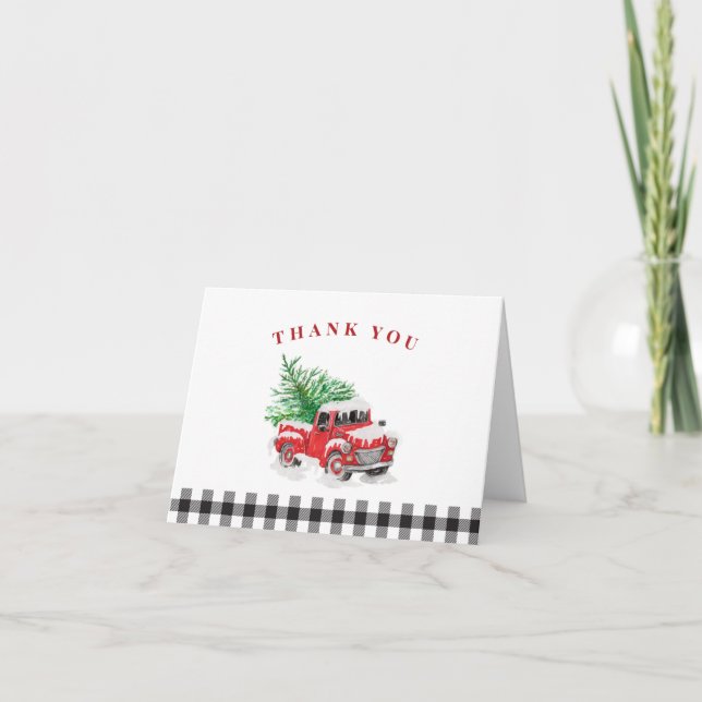 Christmas Red Truck Thank You Card (Front)